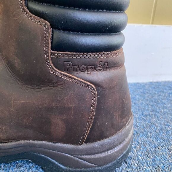 Propet Men 10.5 Thinsulate winter leather boots w/zip front flex traction brown - Picture 9 of 13